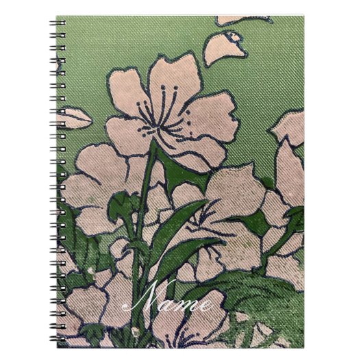 Roze Bloesem Groen  Notitieboek (Voorkant)