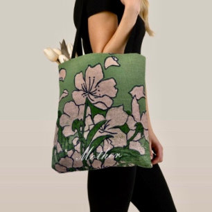 Roze Bloesem Groen Tas