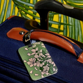 Roze Bloesem groene  Bagage Label