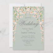 Roze bloesem Groene bloemen Bindbloem Berichten Kaart (Voorkant)