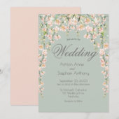 Roze bloesem Groene bloemen Bindbloem Berichten Kaart (Voorkant / Achterkant)