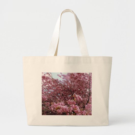 Roze bloesem grote tote bag (Voorkant)