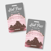 Roze Bloesem Hal Pas Badge (Voor- en achterkant)