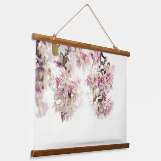  roze bloesem hangend wandkleed (Gebogen)