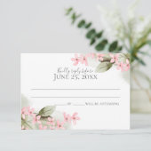 Roze Bloesem Huwelijksreactie Kaart (Staand voorkant)