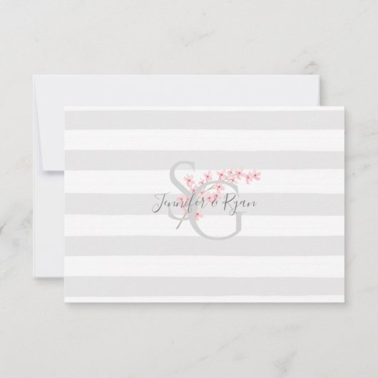 Roze Bloesem Huwelijksreactie Kaart (Achterkant)