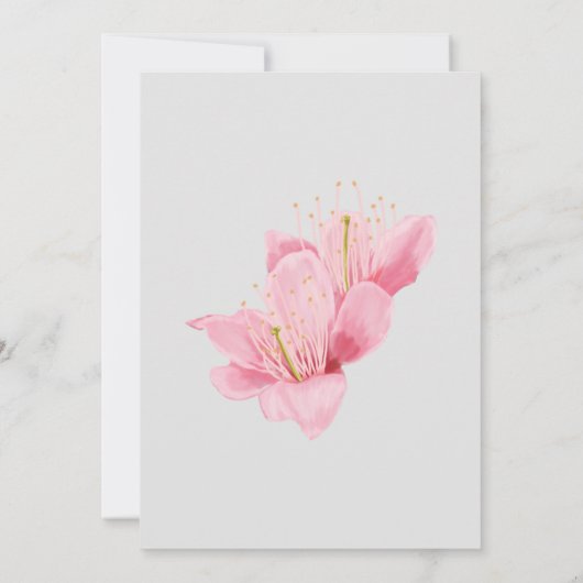 Roze bloesem kersenbloesem bruiloft kaart (Achterkant)