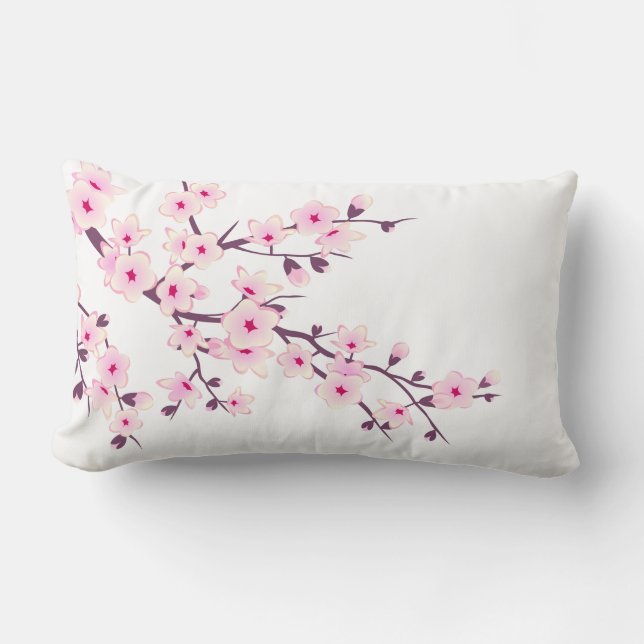 Roze Bloesem Kersenbloesem Kussen (Voorkant)