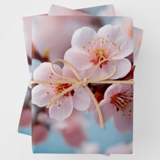 Roze Bloesem Ma Inpakpapier Plat Vel Set van 3