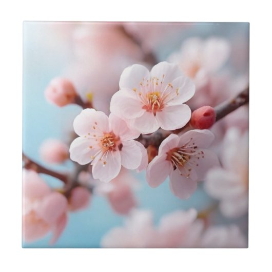 Roze Bloesem Magie Tegeltje (Voorkant)