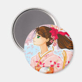 "Roze bloesem" magneet (Voorkant / Achterkant)