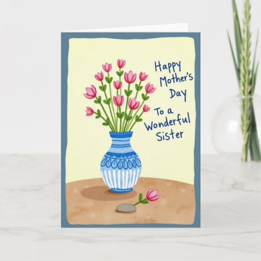 Roze Bloesem Moederdag Zus Kaart (Voorkant)