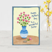 Roze Bloesem Moederdag Zus Kaart (Gele Bloem)