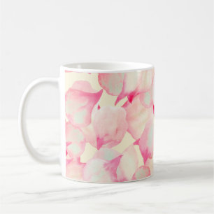 Roze bloesem Natuur. Zwarte Waterverf Natuur. Rood Koffiemok