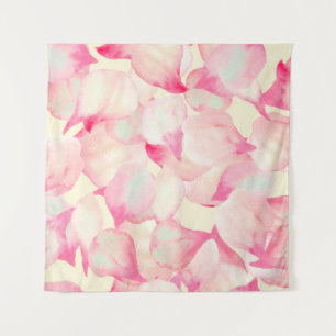 Roze bloesem Natuur. Zwarte Waterverf Natuur. Rood Wandkleed