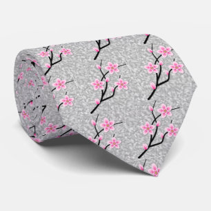Roze bloesem Necktie met Abstracte grijs Stropdas