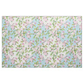 Roze bloesem op blauw en wit faux patchwork stof (Fat Quarter)