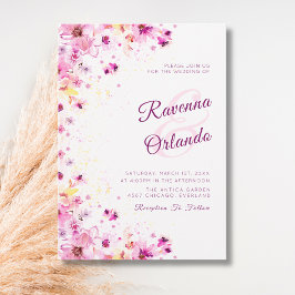 Roze Bloesem Pioen Roos Romantiek Kunst Bruiloft Kaart