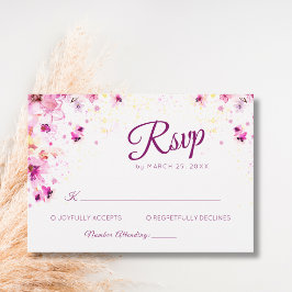 Roze Bloesem Pioen Roos Romantiek Kunst Bruiloft RSVP Kaartje