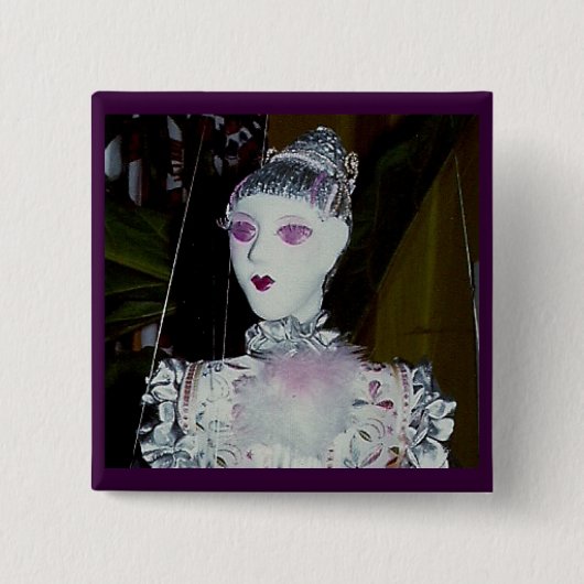 Roze bloesem portret vierkante button 5,1 cm (Voorkant)