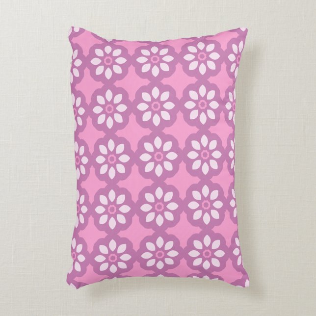 Roze Bloesem Retro  Accent Kussen (Voorkant(Verticaal))