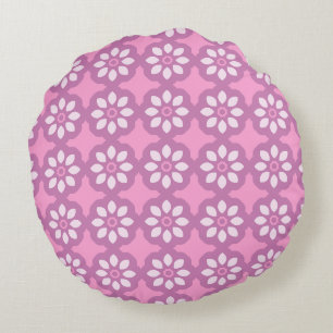 Roze Bloesem Retro Rond Kussen