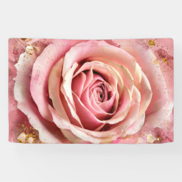 Roze Bloesem Rozen Waterverf Kunstdruk #4 Spandoek