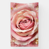 Roze Bloesem Rozen Waterverf Kunstdruk #4 Spandoek (Verticaal)