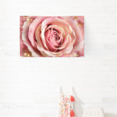 Roze Bloesem Rozen Waterverf Kunstdruk #4 Spandoek (Insitu)