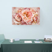 Roze Bloesem Rozen Waterverf Kunstdruk #5 Spandoek (Beurs)