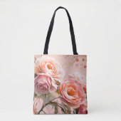 Roze Bloesem Rozen Waterverf Schilderen Tote Bag (Voorkant)