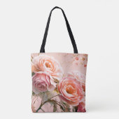 Roze Bloesem Rozen Waterverf Schilderen Tote Bag (Achterkant)
