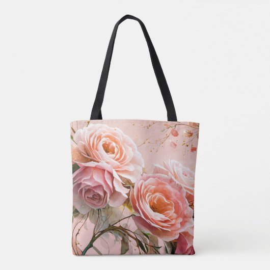 Roze Bloesem Rozen Waterverf Schilderen Tote Bag (Achterkant)