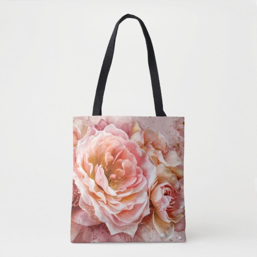 Roze Bloesem Rozen Waterverf Schilderij #4 Tote Bag (Voorkant)