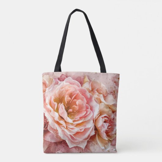 Roze Bloesem Rozen Waterverf Schilderij #4 Tote Bag (Achterkant)