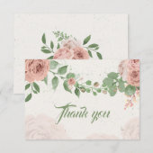 Roze Bloesem Salie Groene bladeren Bedankkaart (Voorkant / Achterkant)