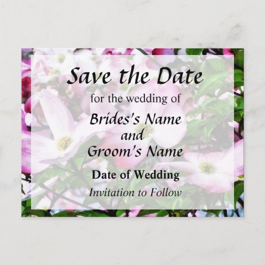 Roze Bloesem Save the Date Aankondigingskaart (Voorkant)