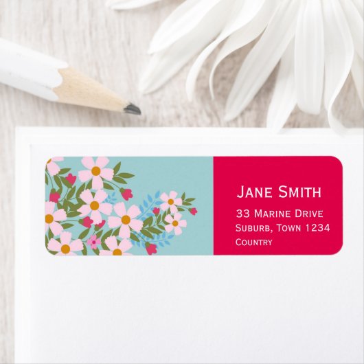 Roze bloesem schattige  bloem etiket (Insitu)