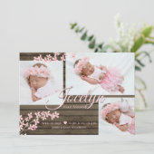 Roze Bloesem Schuur Hout Foto Kaart (Staand voorkant)