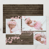 Roze Bloesem Schuur Hout Foto Kaart (Voorkant / Achterkant)