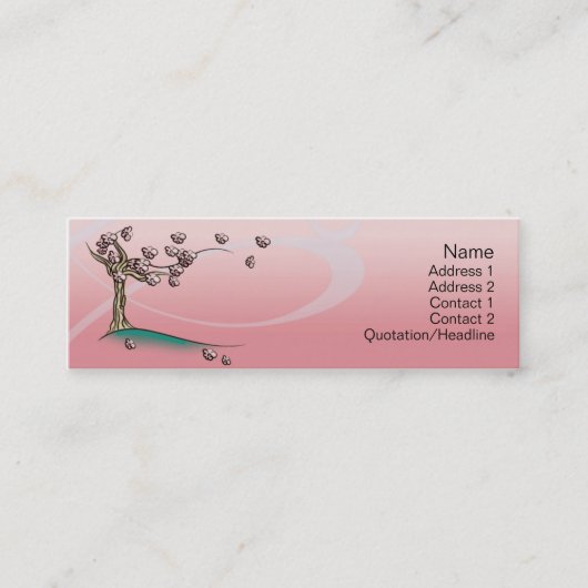 Roze bloesem - Skinny Mini Visitekaartje (Voorkant)
