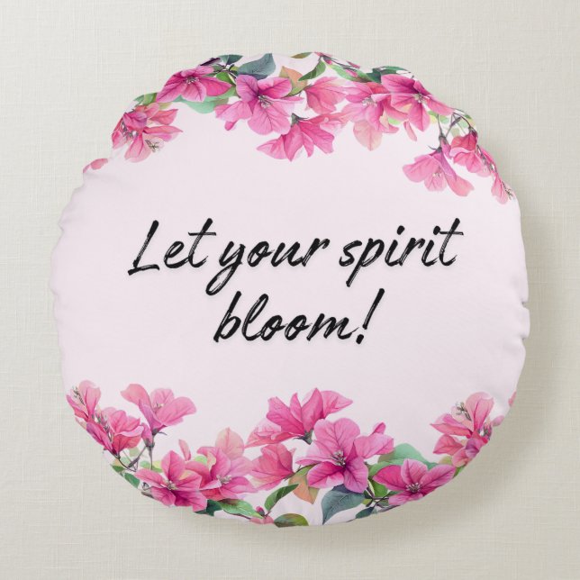Roze Bloesem Spirit Ronde Kussen (Voorkant)