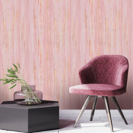 Roze Bloesem Strokes en gouden Abstract Behang