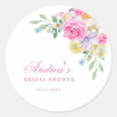 Roze Bloesem Tuin Thee Party Bloem Bruiloft Feestj Ronde Sticker (Voorkant)