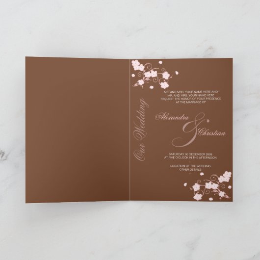Roze Bloesem Uitnodiging bruiloft Aankondiging (Binnen)