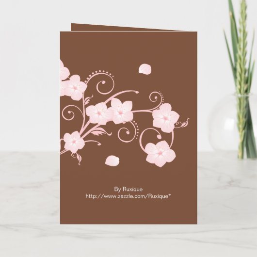 Roze Bloesem Uitnodiging bruiloft Aankondiging (Achterkant)