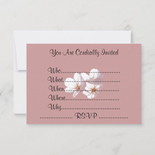 Roze bloesem Uitnodigingen Aangepaste RSVP-kaarten (Achterkant)
