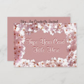 Roze bloesem Uitnodigingen Aangepaste RSVP-kaarten (Voorkant / Achterkant)