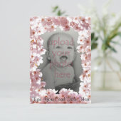 Roze bloesem Uitnodigingen Aangepaste RSVP-kaarten (Staand voorkant)