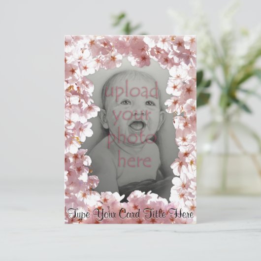 Roze bloesem Uitnodigingen Aangepaste RSVP-kaarten (Staand voorkant)